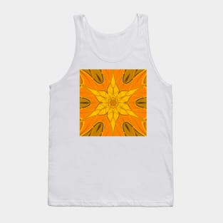 Cartoon Mandala Flower Yellow Tank Top